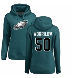 Women's Nike Philadelphia Eagles #50 Paul Worrilow Green Name & Number Logo Pullover Hoodie