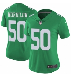 Women's Nike Philadelphia Eagles #50 Paul Worrilow Limited Green Rush Vapor Untouchable NFL Jersey