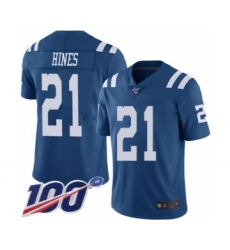 Men's Indianapolis Colts #21 Nyheim Hines Limited Royal Blue Rush Vapor Untouchable 100th Season Football Jersey