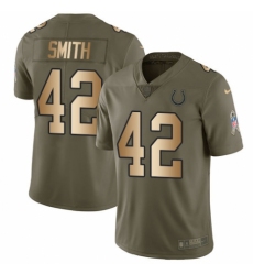 Youth Nike Indianapolis Colts #42 Nyheim Hines Limited Olive/Gold 2017 Salute to Service NFL Jersey