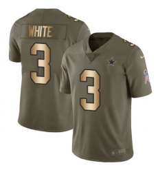 Men's Nike Dallas Cowboys #3 Mike White Limited Olive/Gold 2017 Salute to Service NFL Jersey