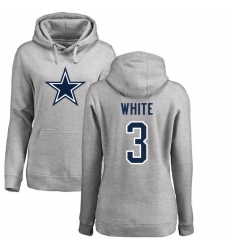 NFL Women's Nike Dallas Cowboys #3 Mike White Ash Name & Number Logo Pullover Hoodie