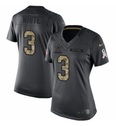 Women's Nike Dallas Cowboys #3 Mike White Limited Black 2016 Salute to Service NFL Jersey