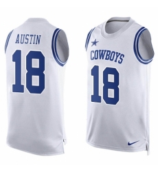 Men's Nike Dallas Cowboys #18 Tavon Austin Limited White Player Name & Number Tank Top NFL Jersey