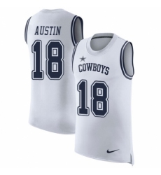 Men's Nike Dallas Cowboys #18 Tavon Austin White Rush Player Name & Number Tank Top NFL Jersey