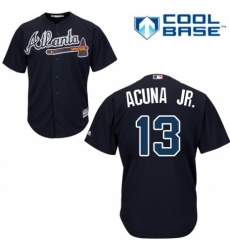 Men's Majestic Atlanta Braves #13 Ronald Acuna Jr. Replica Blue Alternate Road Cool Base MLB Jersey
