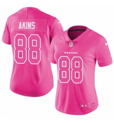 Women's Nike Houston Texans #88 Jordan Akins Limited Pink Rush Fashion NFL Jersey