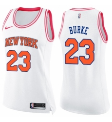 Women's Nike New York Knicks #23 Trey Burke Swingman White/Pink Fashion NBA Jersey