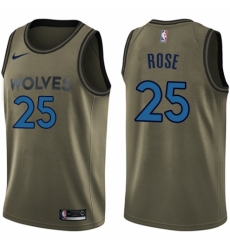 Youth Nike Minnesota Timberwolves #25 Derrick Rose Swingman Green Salute to Service NBA Jersey