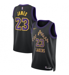 Men's Los Angeles Lakers #23 LeBron James Black 2025-26 City Edition Stitched Basketball Jersey
