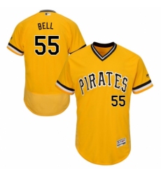 Men's Majestic Pittsburgh Pirates #55 Josh Bell Gold Alternate Flex Base Authentic Collection MLB Jersey