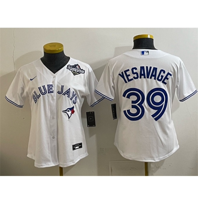 Women's Toronto Blue Jays #39 Trey Yesavage White 2025 World Series Home Cool Base Stitched Baseball Jersey(Run Small)