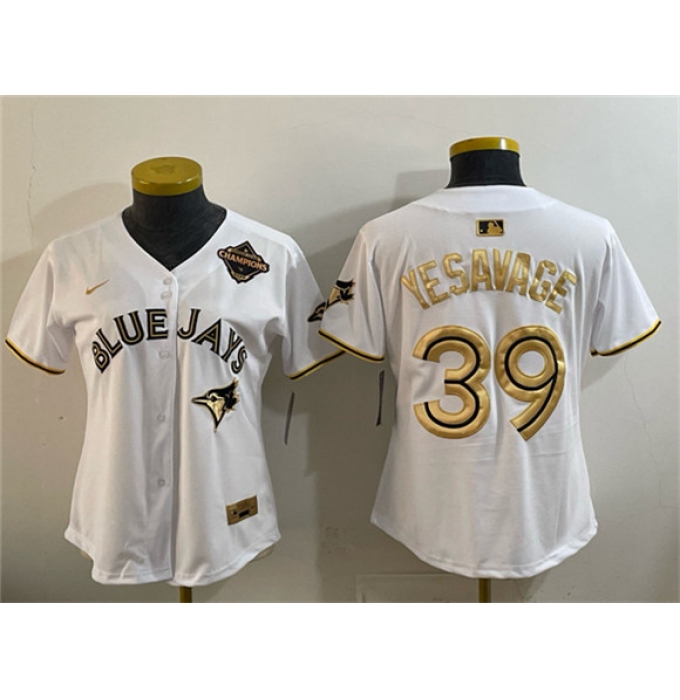 Youth Toronto Blue Jays #39 Trey Yesavage White Gold 2025 American League Champions Limited Stitched Jersey