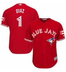 Youth Majestic Toronto Blue Jays #1 Aledmys Diaz Replica Scarlet Alternate MLB Jersey
