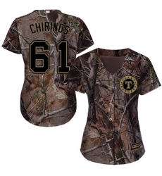 Women's Majestic Texas Rangers #61 Robinson Chirinos Authentic Camo Realtree Collection Flex Base MLB Jersey