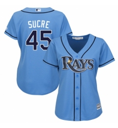 Women's Majestic Tampa Bay Rays #45 Jesus Sucre Replica Light Blue Alternate 2 Cool Base MLB Jersey