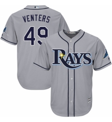 Youth Majestic Tampa Bay Rays #49 Jonny Venters Replica Grey Road Cool Base MLB Jersey