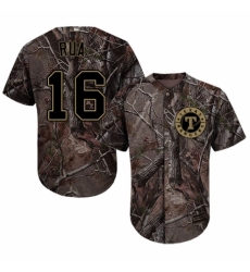 Youth Majestic Texas Rangers #16 Ryan Rua Authentic Camo Realtree Collection Flex Base MLB Jersey