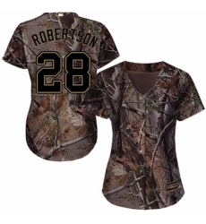 Women's Majestic Tampa Bay Rays #28 Daniel Robertson Authentic Camo Realtree Collection Flex Base MLB Jersey