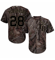 Youth Majestic Tampa Bay Rays #28 Daniel Robertson Authentic Camo Realtree Collection Flex Base MLB Jersey
