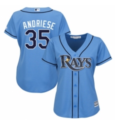 Women's Majestic Tampa Bay Rays #35 Matt Andriese Replica Light Blue Alternate 2 Cool Base MLB Jersey