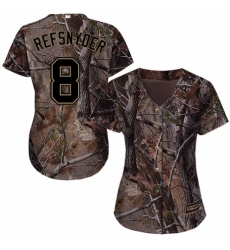 Women's Majestic Tampa Bay Rays #8 Rob Refsnyder Authentic Camo Realtree Collection Flex Base MLB Jersey