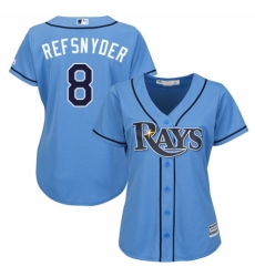 Women's Majestic Tampa Bay Rays #8 Rob Refsnyder Replica Light Blue Alternate 2 Cool Base MLB Jersey