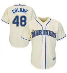 Youth Majestic Seattle Mariners #48 Alex Colome Replica Cream Alternate Cool Base MLB Jersey