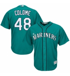 Youth Majestic Seattle Mariners #48 Alex Colome Replica Teal Green Alternate Cool Base MLB Jersey