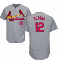 Men's Majestic St. Louis Cardinals #12 Paul DeJong Grey Road Flex Base Authentic Collection MLB Jersey