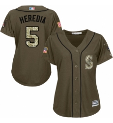 Women's Majestic Seattle Mariners #5 Guillermo Heredia Authentic Green Salute to Service MLB Jersey