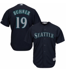 Youth Majestic Seattle Mariners #19 Jay Buhner Authentic Navy Blue Alternate 2 Cool Base MLB Jersey