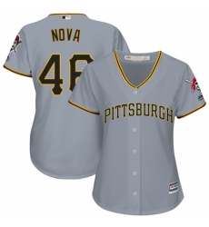 Women's Majestic Pittsburgh Pirates #46 Ivan Nova Replica Grey Road Cool Base MLB Jersey