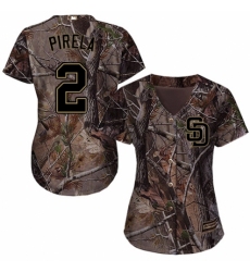 Women's Majestic San Diego Padres #2 Jose Pirela Authentic Camo Realtree Collection Flex Base MLB Jersey