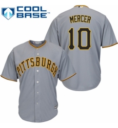 Youth Majestic Pittsburgh Pirates #10 Jordy Mercer Replica Grey Road Cool Base MLB Jersey