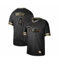 Men's Philadelphia Phillies #4 Scott Kingery Authentic Black Gold Fashion Baseball Jersey