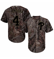 Youth Majestic Philadelphia Phillies #4 Scott Kingery Authentic Camo Realtree Collection Flex Base MLB Jersey