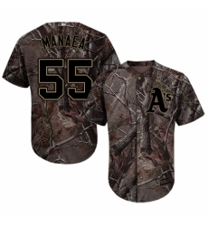 Youth Majestic Oakland Athletics #55 Sean Manaea Authentic Camo Realtree Collection Flex Base MLB Jersey
