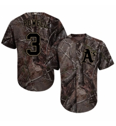 Men's Majestic Oakland Athletics #3 Boog Powell Authentic Camo Realtree Collection Flex Base MLB Jersey
