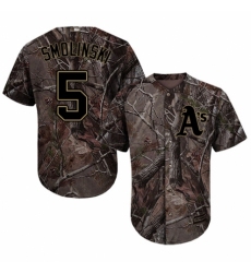 Men's Majestic Oakland Athletics #5 Jake Smolinski Authentic Camo Realtree Collection Flex Base MLB Jersey