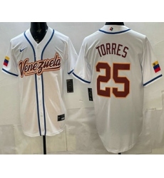 Men's Venezuela #25 Gleyber Torres White 2026 World Baseball Classic Cool Base Jersey