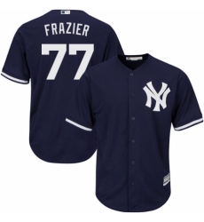Youth Majestic New York Yankees #77 Clint Frazier Authentic Navy Blue Alternate MLB Jersey