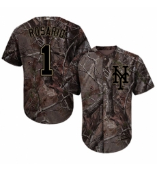 Men's Majestic New York Mets #1 Amed Rosario Authentic Camo Realtree Collection Flex Base MLB Jersey