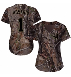 Women's Majestic New York Mets #1 Amed Rosario Authentic Camo Realtree Collection Flex Base MLB Jersey