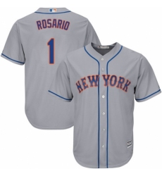 Youth Majestic New York Mets #1 Amed Rosario Authentic Grey Road Cool Base MLB Jersey