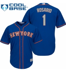 Youth Majestic New York Mets #1 Amed Rosario Authentic Royal Blue Alternate Road Cool Base MLB Jersey