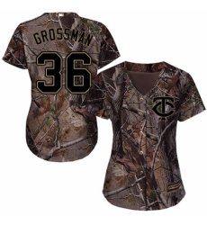 Women's Majestic Minnesota Twins #36 Robbie Grossman Authentic Camo Realtree Collection Flex Base MLB Jersey
