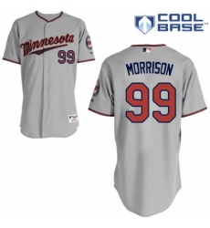 Men's Majestic Minnesota Twins #99 Logan Morrison Authentic Grey Road Cool Base MLB Jersey