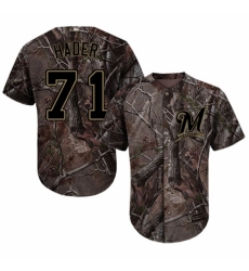 Men's Majestic Milwaukee Brewers #71 Josh Hader Authentic Camo Realtree Collection Flex Base MLB Jersey