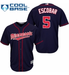 Youth Majestic Minnesota Twins #5 Eduardo Escobar Authentic Navy Blue Alternate Road Cool Base MLB Jersey